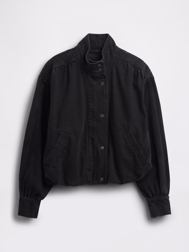 bubble denim jacket for women gap 